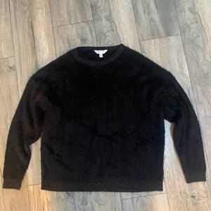TIME AND‎ TRU BLACK FUZZY/FURRY SWEATER W/SILVER LARGE 12-14-EUC